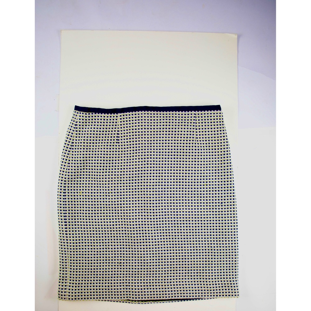 Etcetera Tweed Pencil Skirt Navy Blue, White, Lime Classic Knee Length‎ Size 10